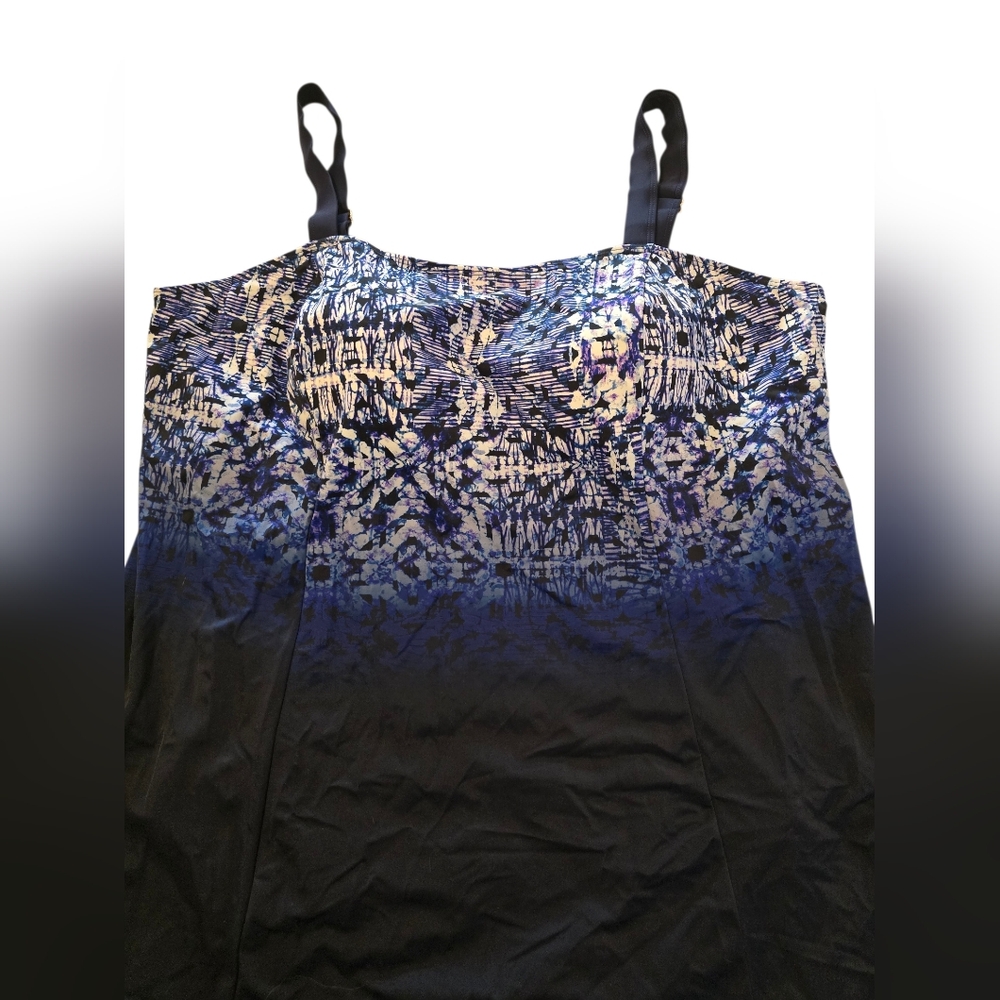 Swimsuits For All Blue Purple And White Patterned One Piece Swimsuit NWOT Clean - Picture 10 of 10